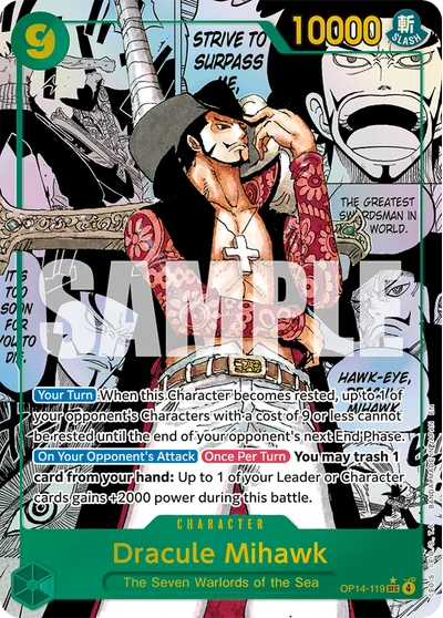 Dracule Mihawk (mangaAltArt) 119 The Azure Sea's Seven One Piece Card