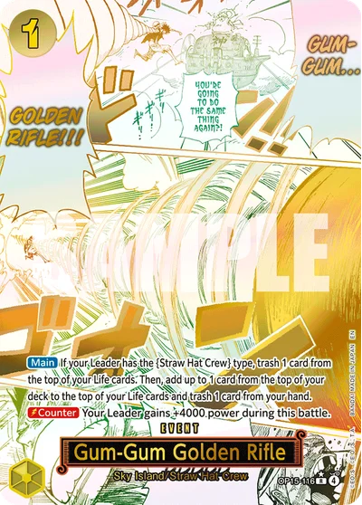 Gum-Gum Golden Rifle (altArt) 116 Adventure on Kamis Island One Piece Card