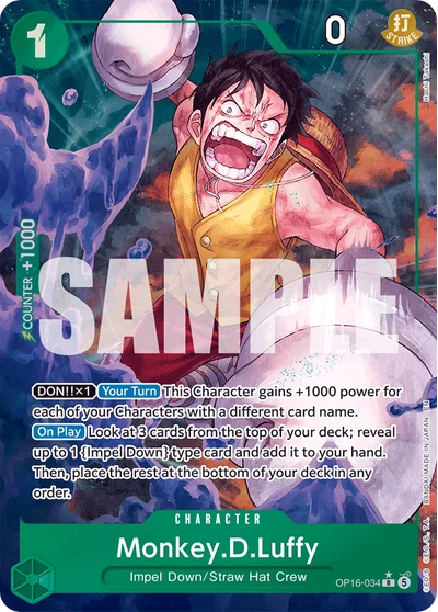 Monkey.D.Luffy (altArt) 034 The Time of Battle One Piece Card
