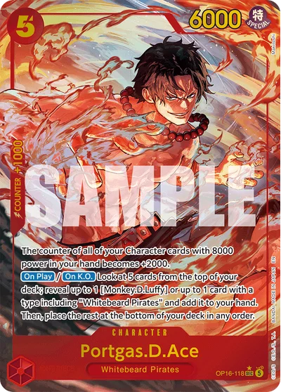 Portgas.D.Ace (altArt) 118 The Time of Battle One Piece Card