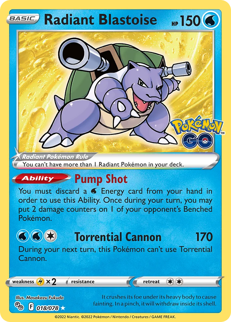 Radiant Blastoise 018 Pokemon GO