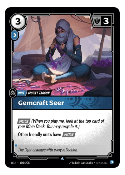 Gemcraft Seer OGN-100 Uncommon Origins Riftbound TCG Card