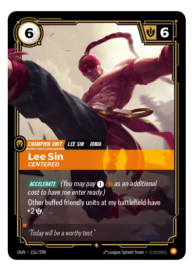 Lee Sin, Centered OGN-151 Rare Origins Riftbound TCG Card
