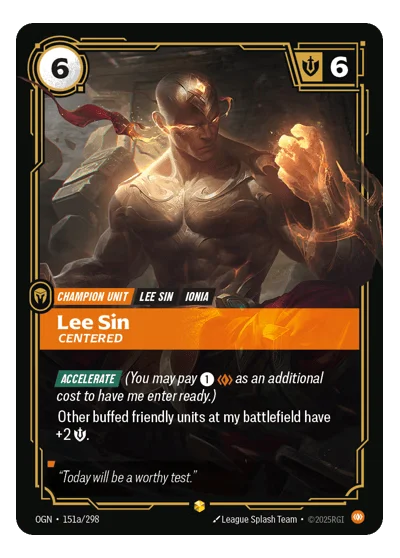 Lee Sin, Centered OGN-151a Riftbound TCG