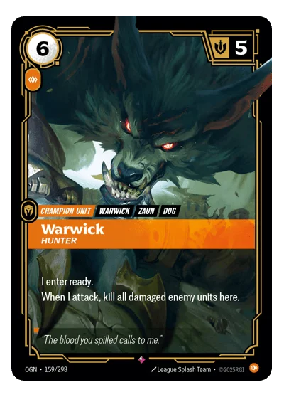 Warwick, Hunter OGN-159 Rare Origins Riftbound TCG Card