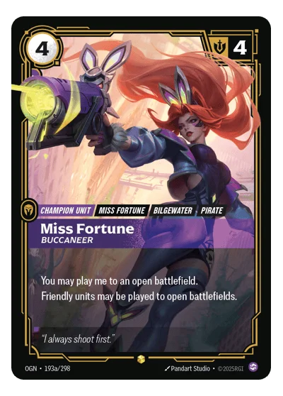 Miss Fortune, Buccaneer OGN-193a Riftbound Chase Card