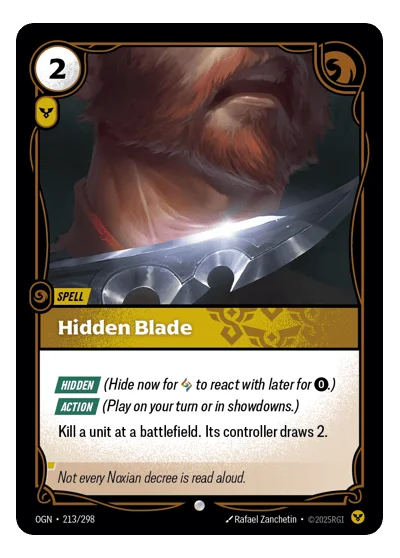 Hidden Blade OGN-213 Common Origins Riftbound TCG Card