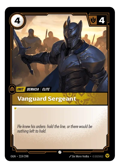 Vanguard Sergeant OGN-219 Common Origins Riftbound TCG Card