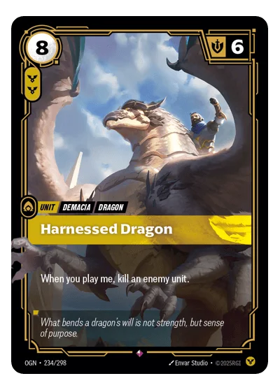 Harnessed Dragon OGN-234 Rare Origins Riftbound TCG Card