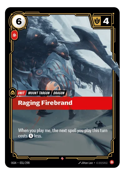 Raging Firebrand OGN-31 Rare Origins Riftbound TCG Card