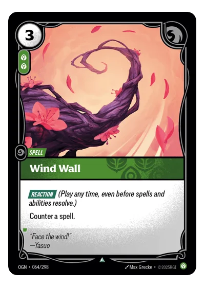 Wind Wall OGN-64 Uncommon Origins Riftbound TCG Card