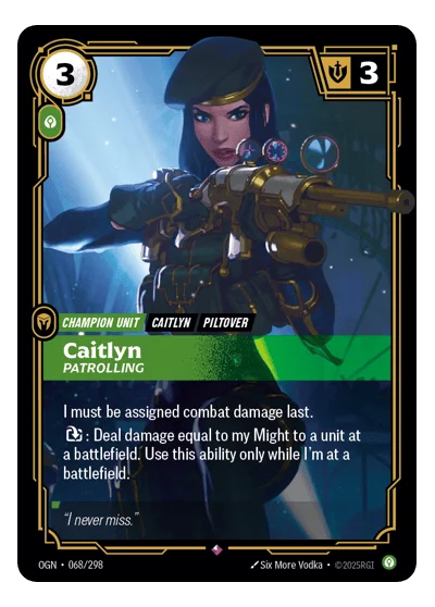 Caitlyn, Patrolling OGN-68 Riftbound TCG