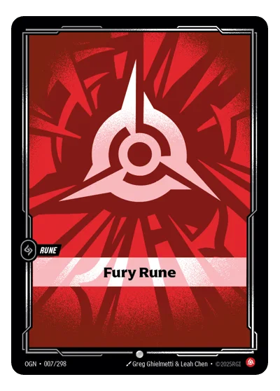Fury Rune OGN-7 Common Origins Riftbound TCG Card