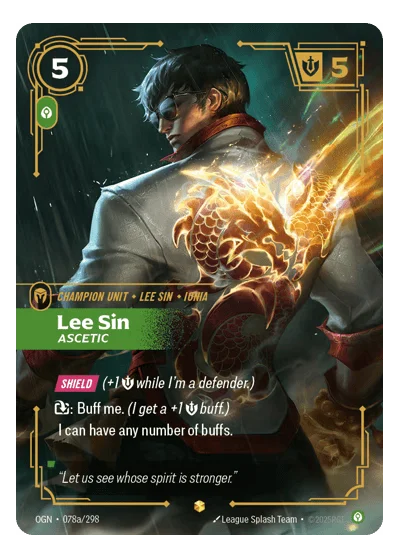 Lee Sin, Ascetic OGN-78a Riftbound Chase Card