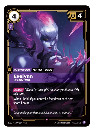 Evelynn, In Control RAD-109 Riftbound TCG