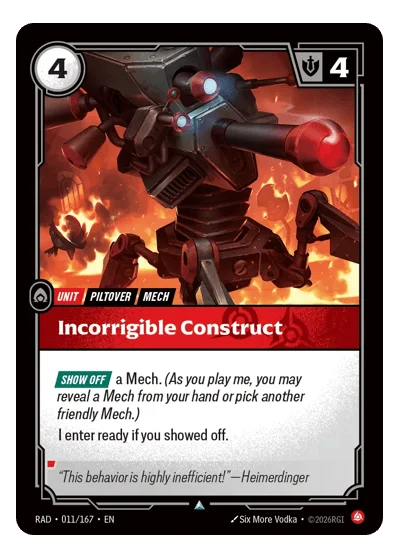 Incorrigible Construct RAD-11 Riftbound TCG