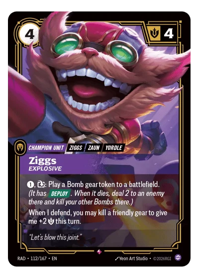 Ziggs, Explosive RAD-112 Rare Radiance Riftbound TCG Card