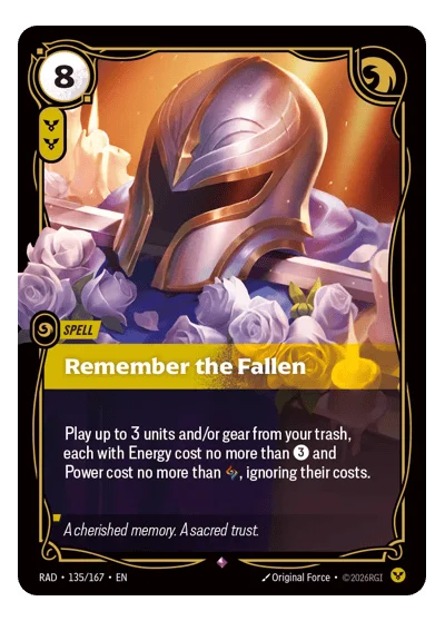 Remember the Fallen RAD-135 Rare Radiance Riftbound TCG Card