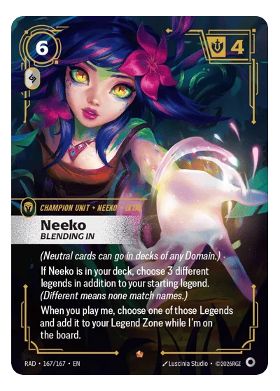 Neeko, Blending In RAD-167 Riftbound TCG