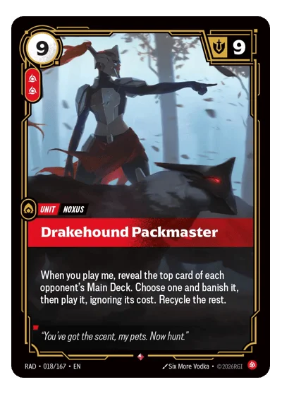 Drakehound Packmaster RAD-18 Rare Radiance Riftbound TCG Card