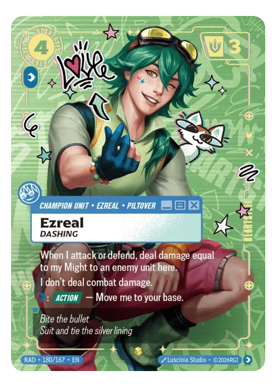 Ezreal, Dashing RAD-180 Riftbound Chase Card
