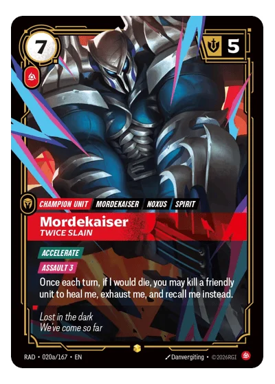 Mordekaiser, Twice Slain RAD-20a Riftbound Chase Card