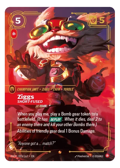 Ziggs, Short-Fused RAD-23 Riftbound TCG