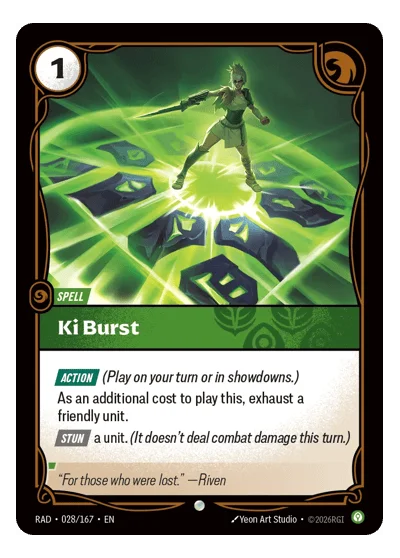 Ki Burst RAD-28 Common Radiance Riftbound TCG Card