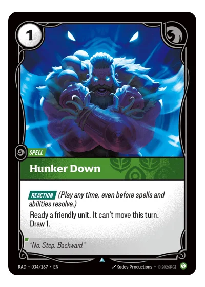 Hunker Down RAD-34 Uncommon Radiance Riftbound TCG Card