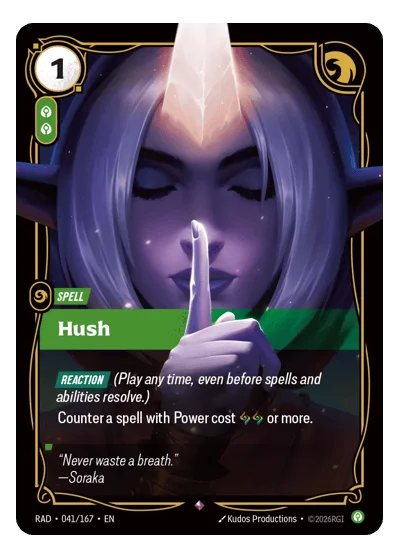 Hush RAD-41 Rare Radiance Riftbound TCG Card