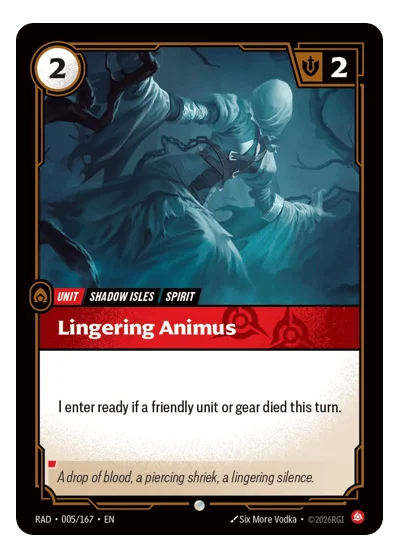 Lingering Animus RAD-5 Common Radiance Riftbound TCG Card