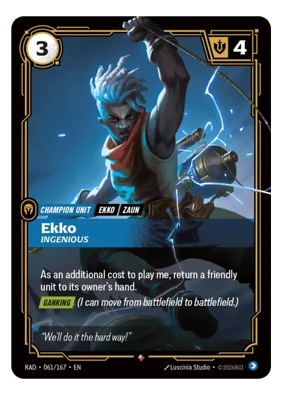 Ekko, Ingenious RAD-61 Rare Radiance Riftbound TCG Card
