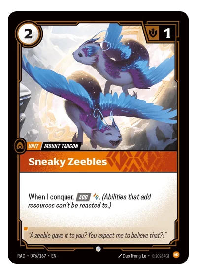 Sneaky Zeebles RAD-76 Riftbound TCG