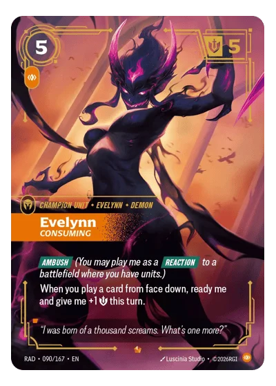 Evelynn, Consuming RAD-90 Epic Radiance Riftbound TCG Card