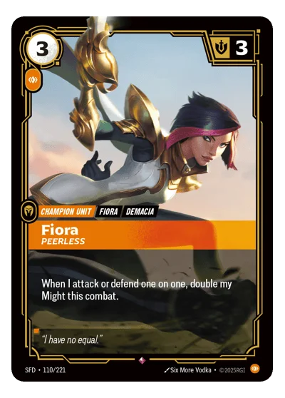 Fiora, Peerless SPF-110 Rare Spiritforged Riftbound TCG Card