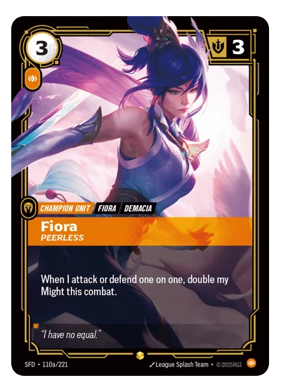 Fiora, Peerless SPF-110a Riftbound TCG