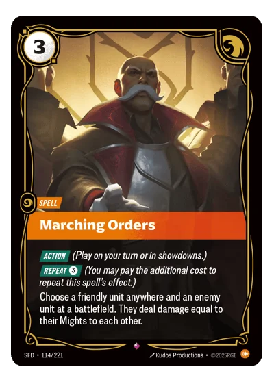 Marching Orders SPF-114 Rare Spiritforged Riftbound TCG Card