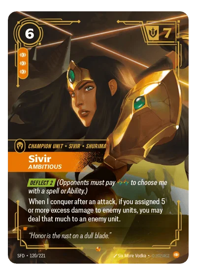 Sivir, Ambitious SPF-120 Riftbound Chase Card