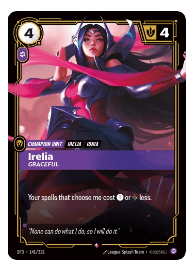 Irelia, Graceful SPF-141 Rare Spiritforged Riftbound TCG Card