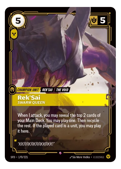 Rek'sai, Swarm Queen SPF-170 Rare Spiritforged Riftbound TCG Card
