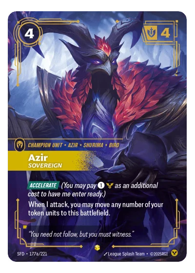 Azir, Sovereign SPF-177a Riftbound Chase Card