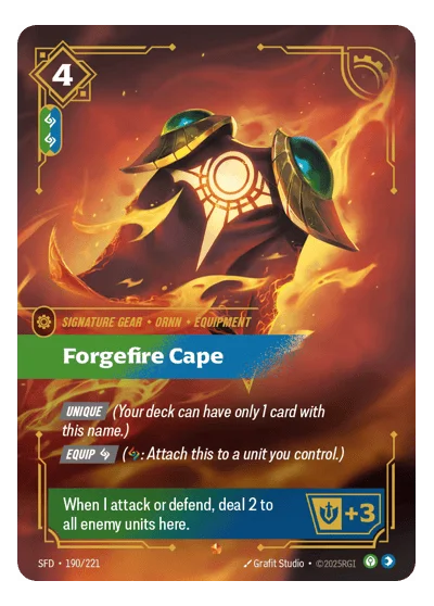Forgefire Cape SPF-190 Epic Spiritforged Riftbound TCG Card