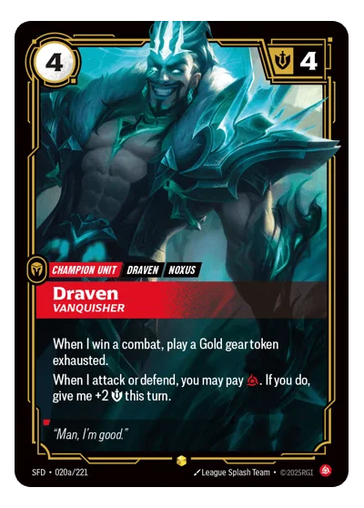 Draven, Vanquisher SPF-20a Riftbound TCG