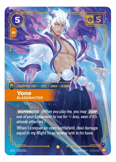 Yone, Blademaster SPF-233 Riftbound Chase Card