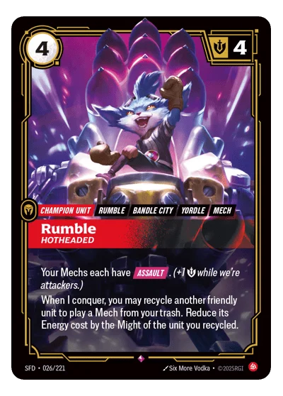 Rumble, Hotheaded SPF-26 Riftbound TCG