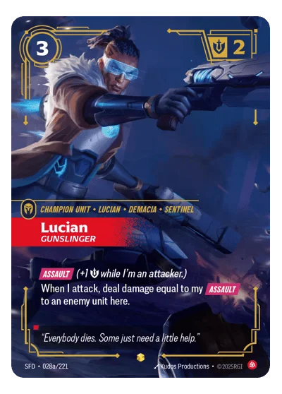 Lucian, Gunslinger SPF-28a Riftbound Chase Card