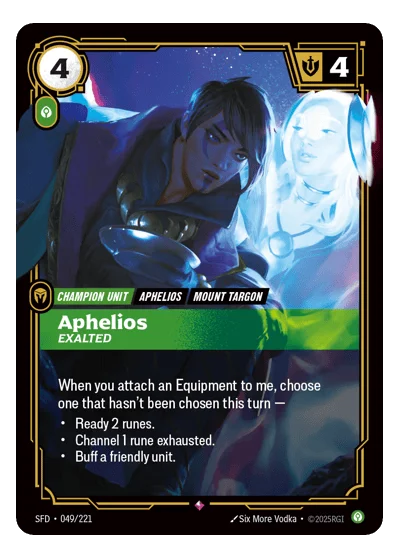 Aphelios, Exalted SPF-49 Rare Spiritforged Riftbound TCG Card
