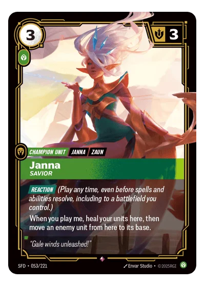 Janna, Savior SPF-53 Rare Spiritforged Riftbound TCG Card