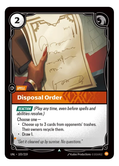 Disposal Order UNL-103 Riftbound TCG