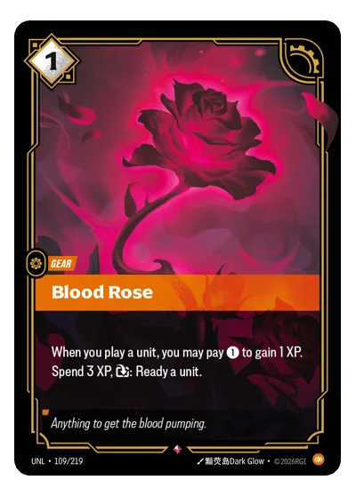 Blood Rose UNL-109 Rare Unleashed Riftbound TCG Card